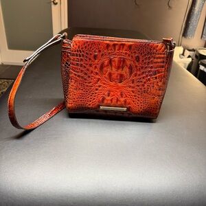 Brahmin Rich Brown Crocodile Embossed Clutch